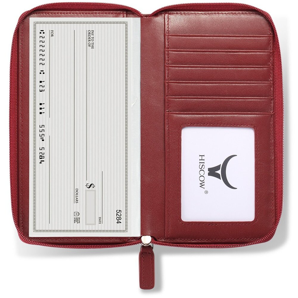 3421 Zippered Checkbook Cover & Card Holder with Divider - Italian Calfskin